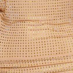 Self-Portrait Beige/Dust Rose Rhinestone Embellished Mesh Midi Dress S