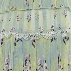 Self-Portrait Green Printed Chiffon Tiered Midi Dress S