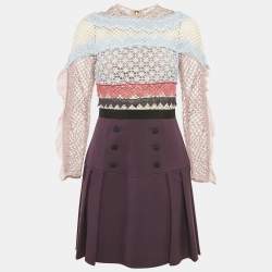 Self-Portrait Purple Lace and Crepe Mini Dress M