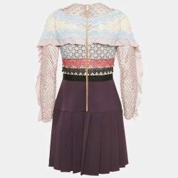 Self-Portrait Purple Lace and Crepe Mini Dress M