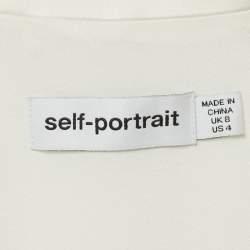 Pre Owned Self-Portrait Off White Tweed & Plisse Blazer Wrap Over Midi Dress S