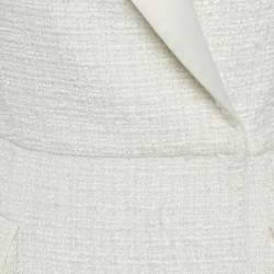 Pre Owned Self-Portrait Off White Tweed & Plisse Blazer Wrap Over Midi Dress S