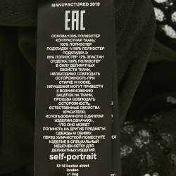 Self-Portrait Black Deco Sequin Mesh Puff Sleeve Top S