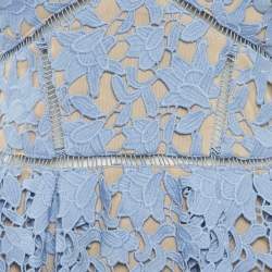 Pre Owned Self-Portrait Blue Floral Lace Sleeveless Midi Dress M