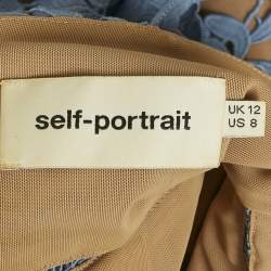 Pre Owned Self-Portrait Blue Floral Lace Sleeveless Midi Dress M