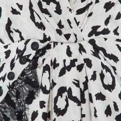 Pre Owned Self-Portrait White Leopard Print Sateen Twisted Maxi Dress M