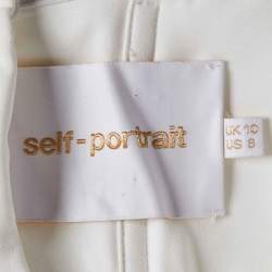 Pre Owned Self-Portrait White Satin & Crepe Off-The-Shoulder Jumpsuit M