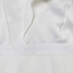 Pre Owned Self-Portrait White Satin & Crepe Off-The-Shoulder Jumpsuit M