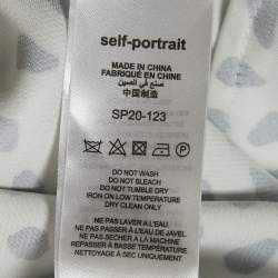 Pre Owned Self-Portrait Monochrome Printed Satin Ruffled Blouse M