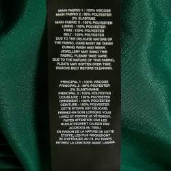 Pre Owned Self-Portrait Green Sateen Plisse Lace Detail Mini Dress M