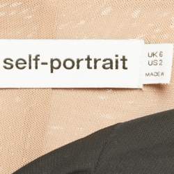 Pre Owned Self-Portrait Black Mesh Embellished Detail Ruched Mini Dress S