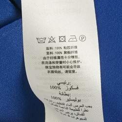 Pre Owned فستان طويل سيلف بورتريت أزرق بنقاط بولكا ساتان بأكمام منتفخة مقاس متوسط - ميديوم