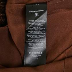 Pre Owned Self-Portrait Brown Lace Ruffled Midi Dress S