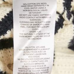 Pre Owned Self-Portrait Cream/Black Striped Rib Knit Lace-Up Neck Sweater L