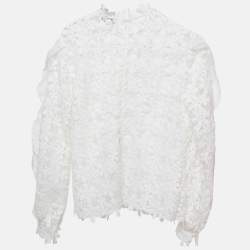 Pre Owned Self-Portrait Floral Lace Sheer Blouse L