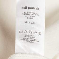 Pre Owned Self-Portrait White Knit Lace Trimmed Mini Shift Dress S