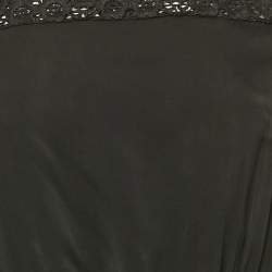 Pre Owned Self-Portrait Black Lace Trim Crepe Jumpsuit S