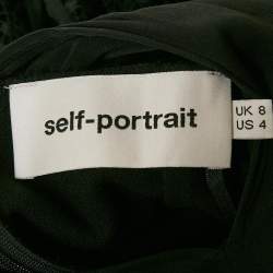 Pre Owned Self-Portrait Black Lace Trim Crepe Jumpsuit S