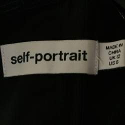 Pre Owned Self-Portrait Black Flocked Tulle Strapless Mini Dress M 