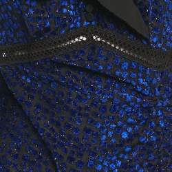 Pre Owned Self-Portrait Black & Blue Fil Coupe Jersey Cold Shoulder Midi Dress M