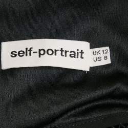 Pre Owned Self-Portrait Black & Blue Fil Coupe Jersey Cold Shoulder Midi Dress M