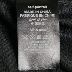 Pre Owned Self-Portrait Black & Blue Fil Coupe Jersey Cold Shoulder Midi Dress M