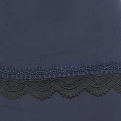 Pre Owned Self-Portrait Navy Blue Bellis Lace & Crepe Cape Sleeved Maxi Dress S 