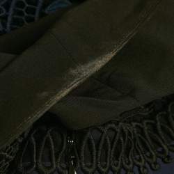 Pre Owned Self-Portrait Navy Blue Bellis Lace & Crepe Cape Sleeved Maxi Dress S 