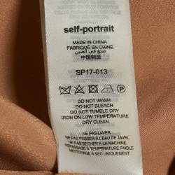 Pre Owned Self-Portrait Beige Star Embroidered Tulle Tiered Mini Dress L 