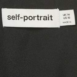 مملوكة مسبقًا Self-Portrait Black Crepe Crystal Diamante Bow Mini Dress L