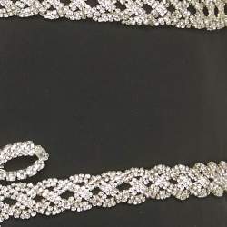 مملوكة مسبقًا Self-Portrait Black Crepe Crystal Diamante Bow Mini Dress L