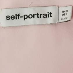 Pre Owned Self-Portrait Pink Gingham Print Chiffon Pleated Midi Dress M