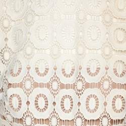 Pre Owned Self-Portrait White/Red Floral Lace and Pleated Crepe Maxi Dress S