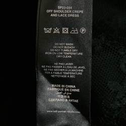 Pre Owned Self-Portrait Black Crepe Off-Shoulder Lace Detail Midi Dress M