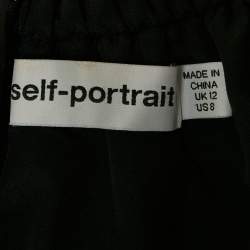 Pre Owned Self-Portrait Black Crepe Off-Shoulder Lace Detail Midi Dress M