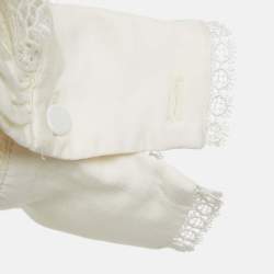 Pre Owned Self-Portrait Cream Crepe Lace Trimmed Mini Dress M