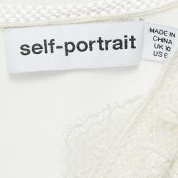 Pre Owned Self-Portrait Cream Crepe Lace Trimmed Mini Dress M