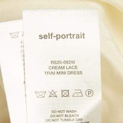 Pre Owned Self-Portrait Cream Crepe Lace Trimmed Mini Dress M