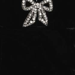 Pre Owned Self-Portrait Black Velvet Crystal Embellished Bow Bardot Tops M