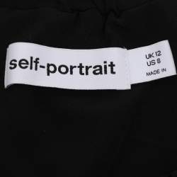 Pre Owned Self-Portrait Black Velvet Crystal Embellished Bow Bardot Tops M