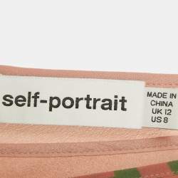 Pre Owned Self-Portrait Multicolor Logo Print Chiffon Sleeveless Maxi Dress M