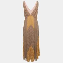 Pre Owned Self-Portrait Multicolor Logo Print Chiffon Sleeveless Maxi Dress M