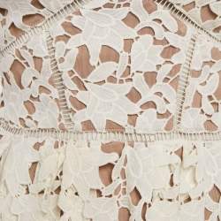Pre Owned Self-Portrait White Broderie Anglaise Fit & Flare Azaelea Midi Dress S