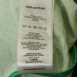 Pre Owned Self-Portrait Neon Green Rhinestone Embellished Taffeta Shirt &Shorts Set S/L