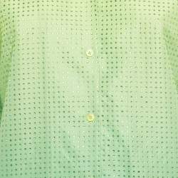 Pre Owned Self-Portrait Neon Green Rhinestone Embellished Taffeta Shirt &Shorts Set S/L