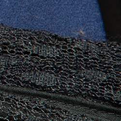 Pre Owned Self-Portrait Blue/Green Lace & Crepe Midi Dress M