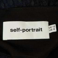 Pre Owned Self-Portrait Blue/Green Lace & Crepe Midi Dress M