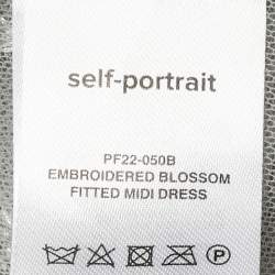 Pre Owned Self-Portrait Grey Tulle Embroidered Blossom Fitted Midi Dress M