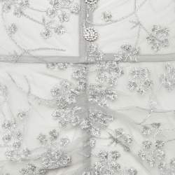 Pre Owned Self-Portrait Grey Tulle Embroidered Blossom Fitted Midi Dress M