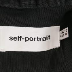 Pre Owned Self-Portrait Black Floral Guipure Lace Mini Skirt M